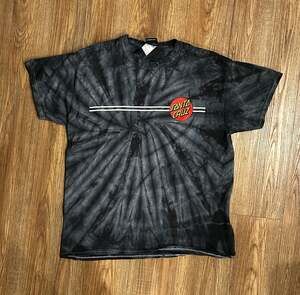 Santa Cruz Skateboards Classic Dot Black and Grey Tie Dye Graphic T-Shirt
